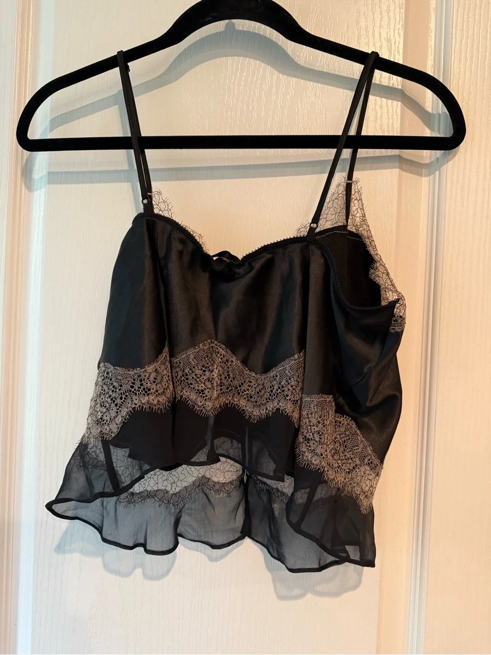 Victoria's Secret Black Sheer Cami with Tan Lace - Picture 3 of 6